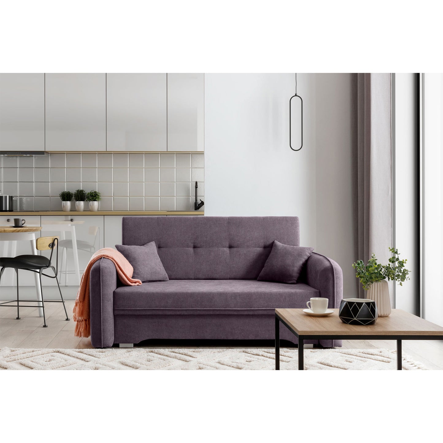 Laine Condo Style 2 Seater Storage Sleeper Sofa - Plum Purple