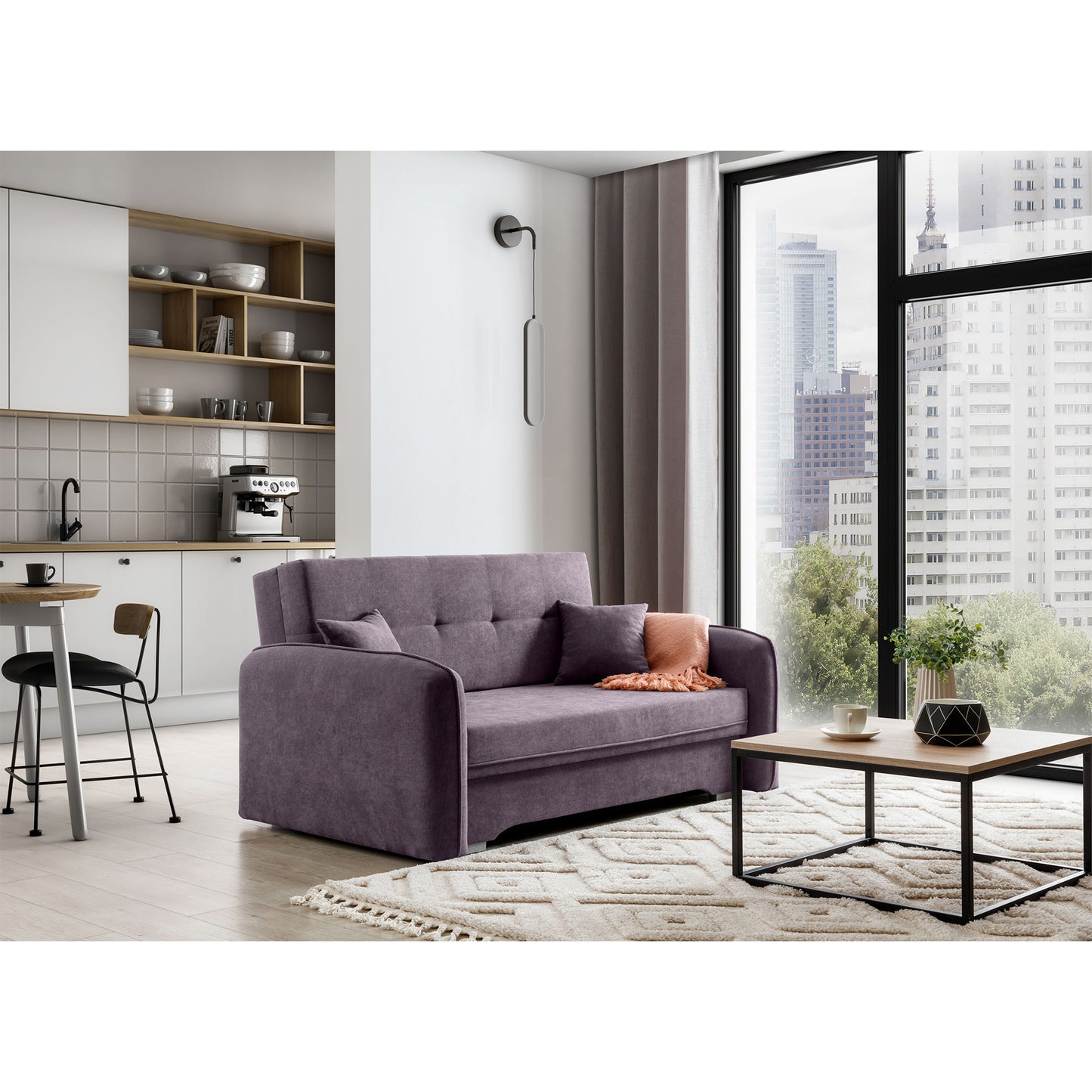Laine Condo Style 2 Seater Storage Sleeper Sofa - Plum Purple