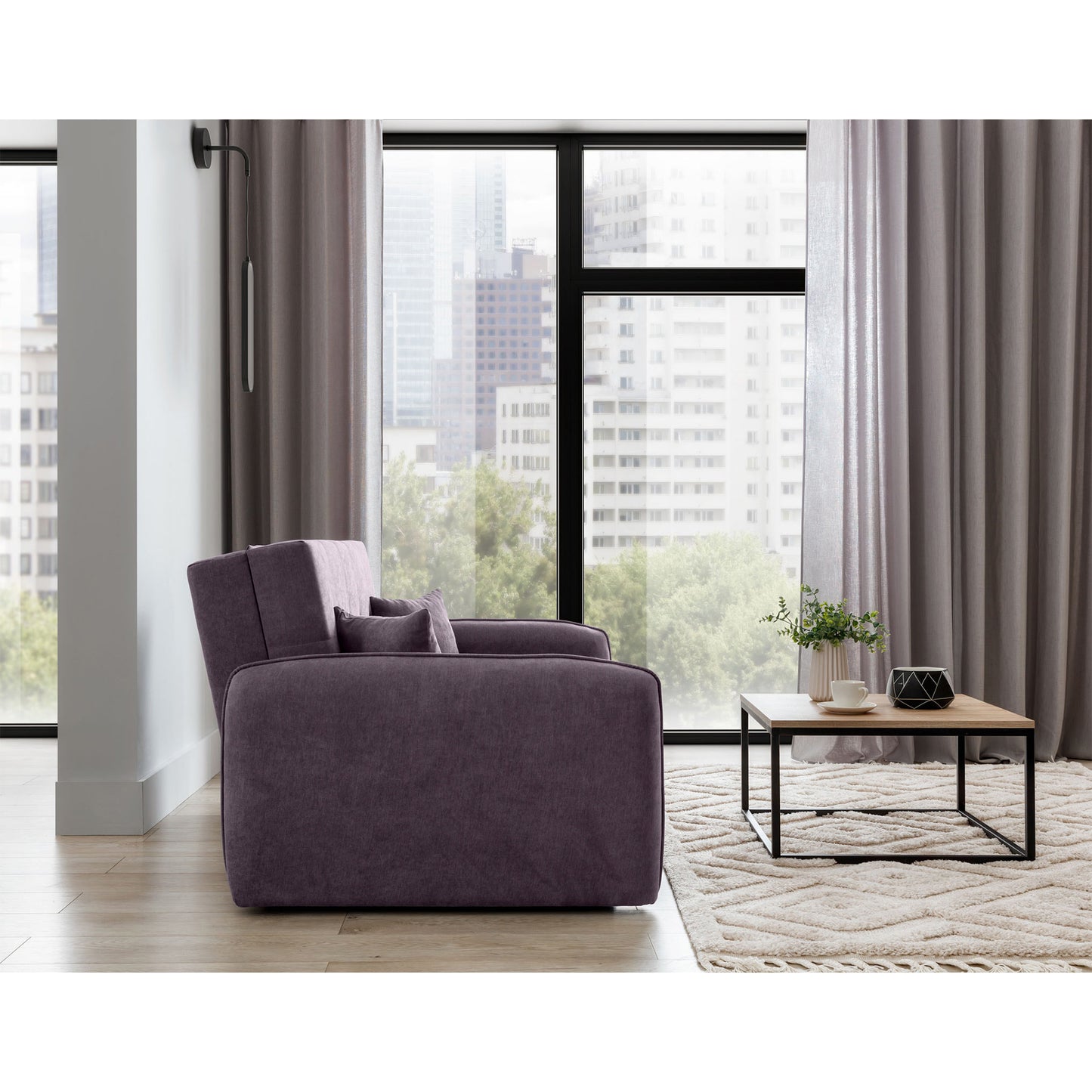 Laine Condo Style 2 Seater Storage Sleeper Sofa - Plum Purple