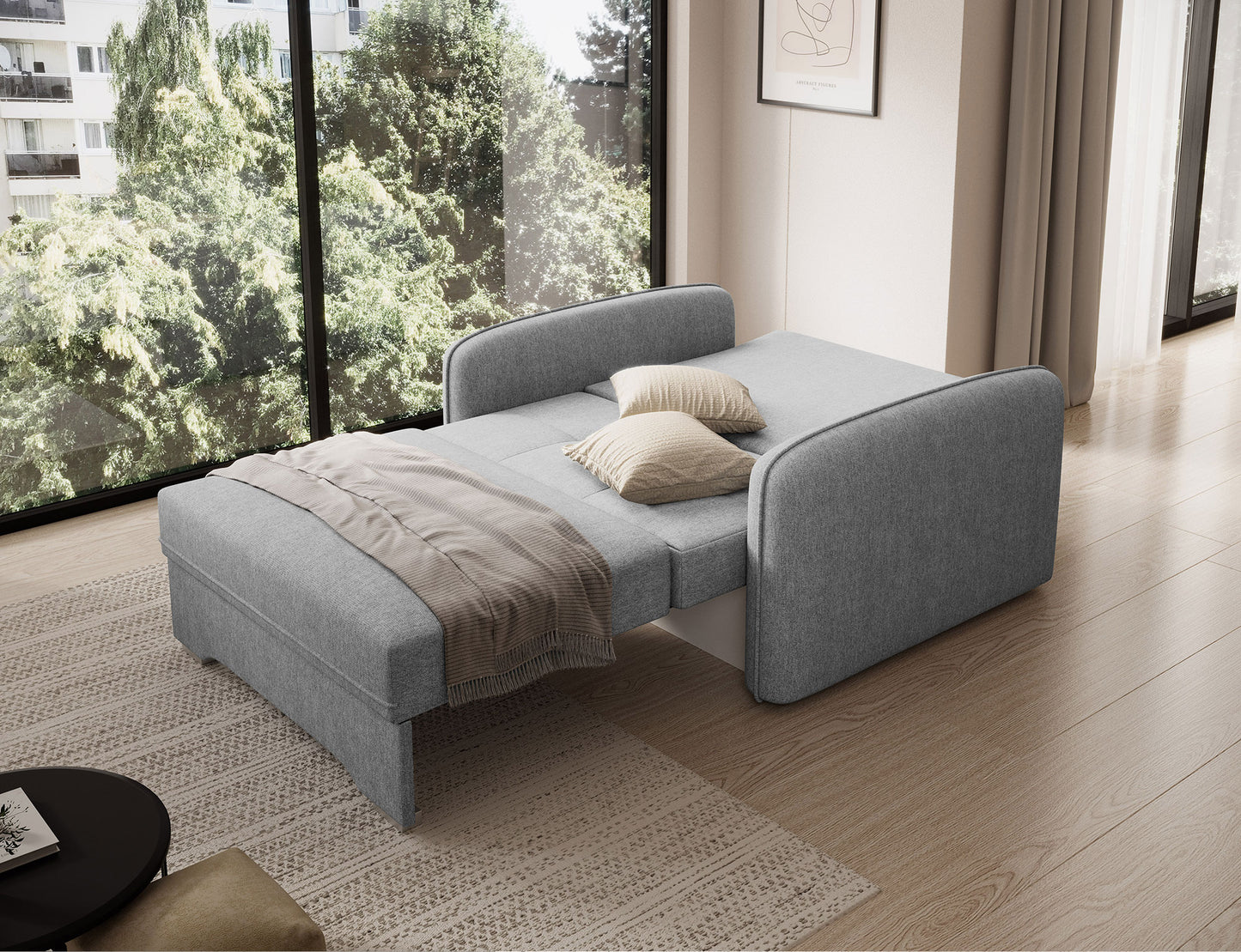 Laine Condo Style 1 Seater Storage Sleeper Sofa - Light Grey