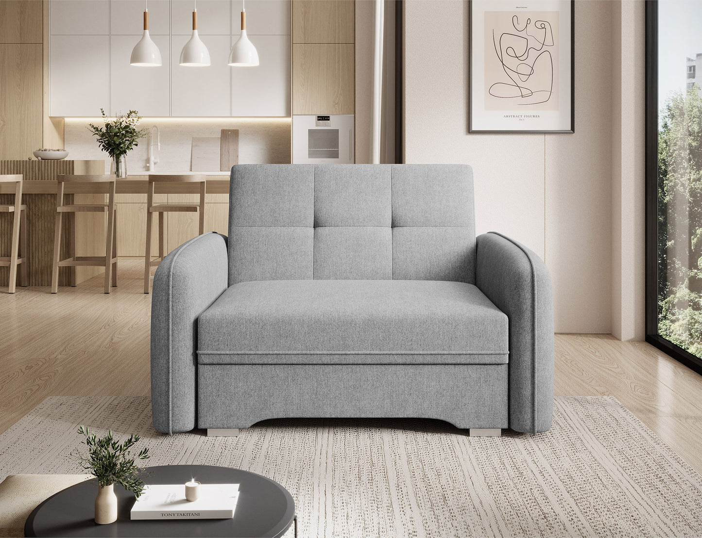 Laine Condo Style 1 Seater Storage Sleeper Sofa - Light Grey