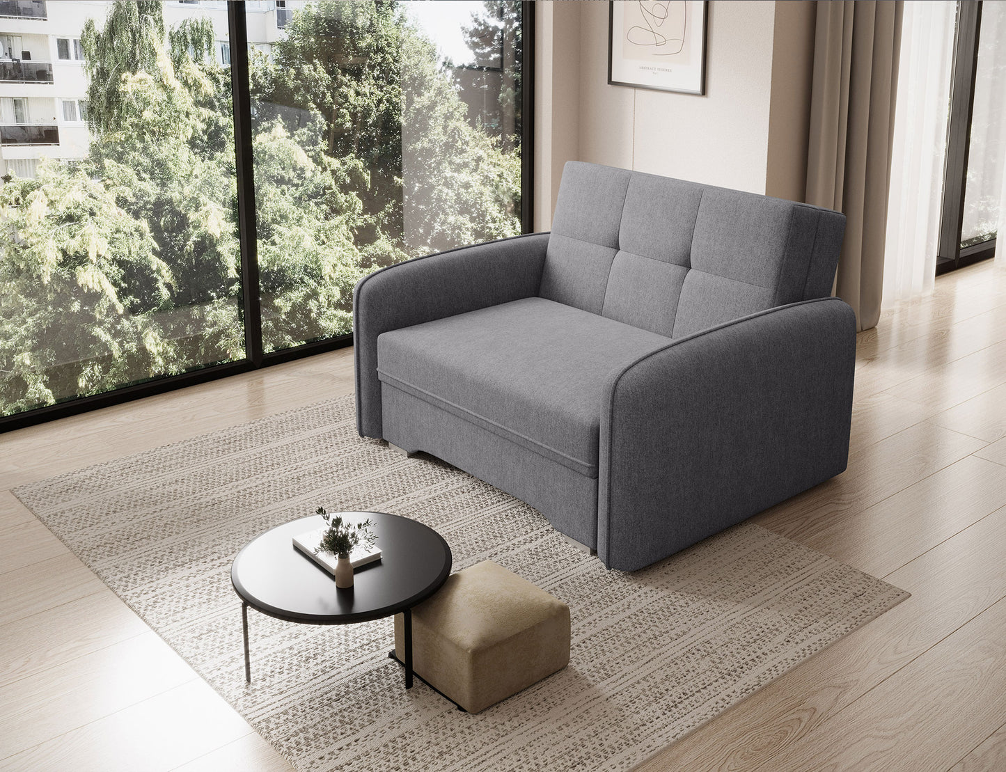 Laine Condo Style 1 Seater Storage Sleeper Sofa - Medium Grey