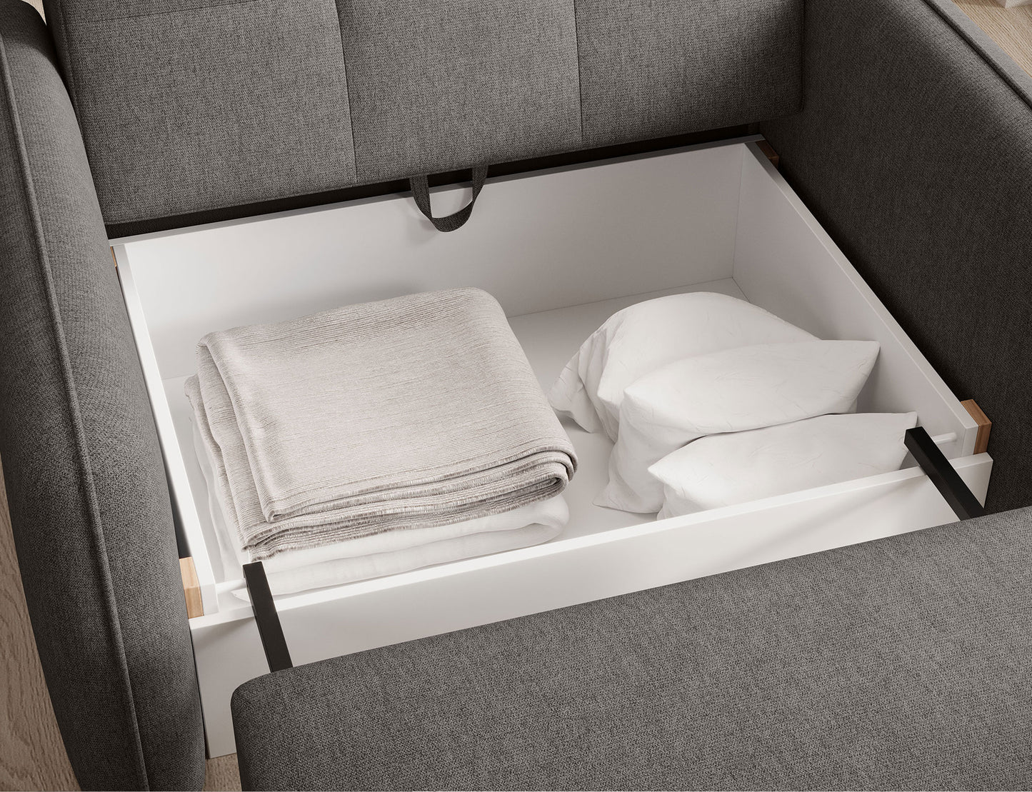 Laine Condo Style 1 Seater Storage Sleeper Sofa - Dark Grey