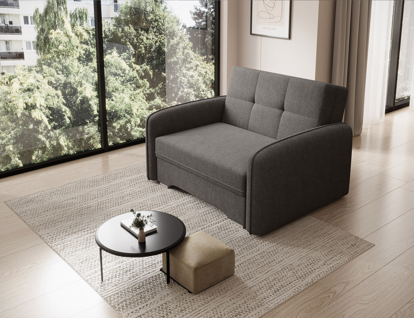 Laine Condo Style 1 Seater Storage Sleeper Sofa - Dark Grey
