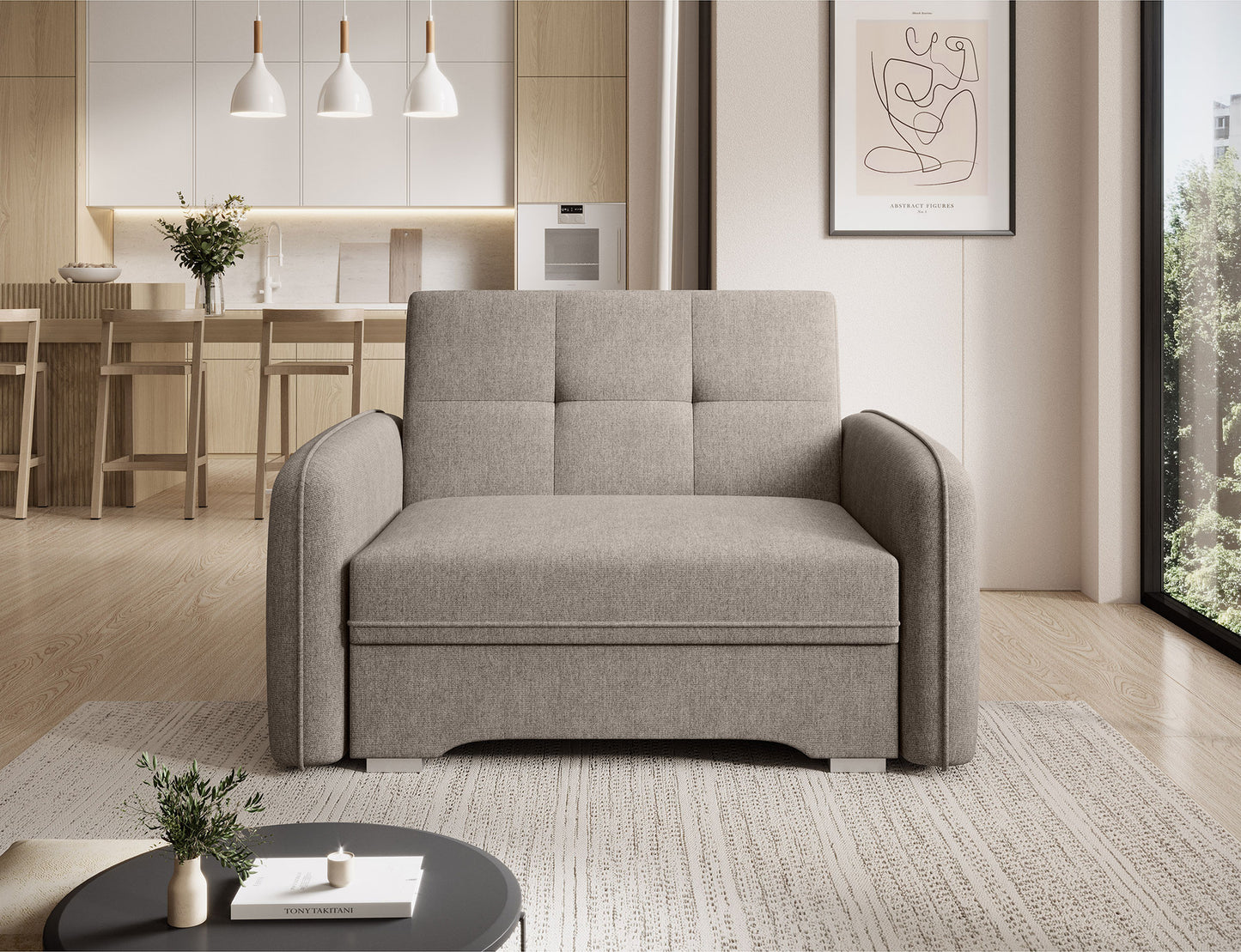 Laine Condo Style 1 Seater Storage Sleeper Sofa - Beige