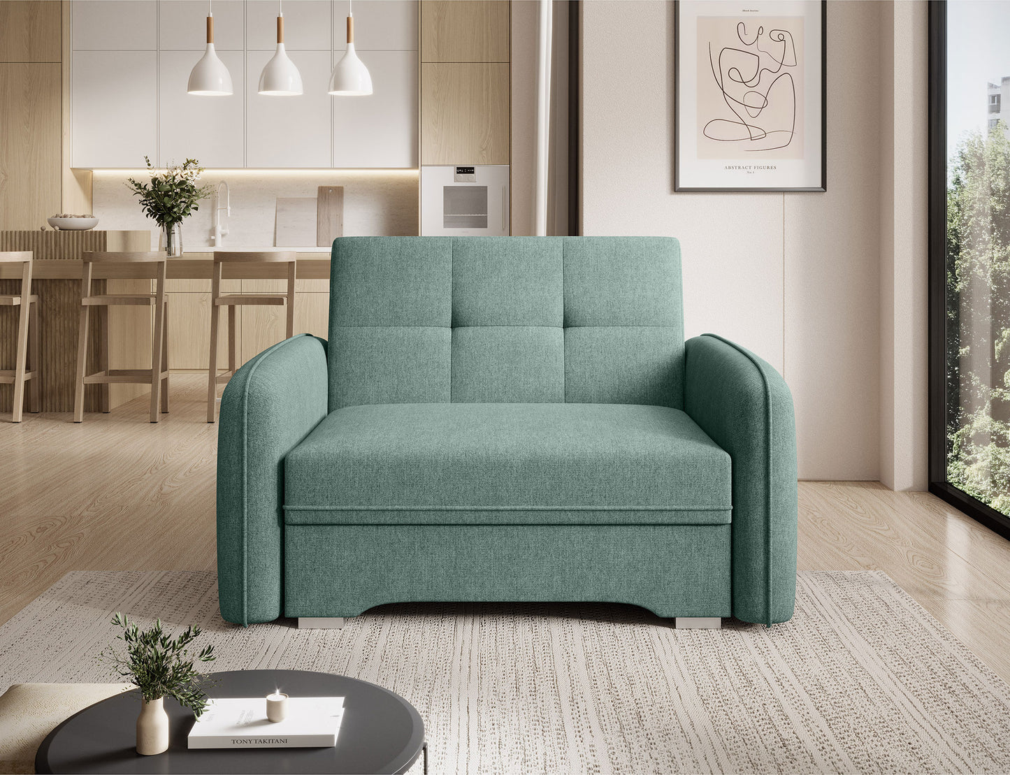 Laine Condo Style 1 Seater Storage Sleeper Sofa - Jade Green