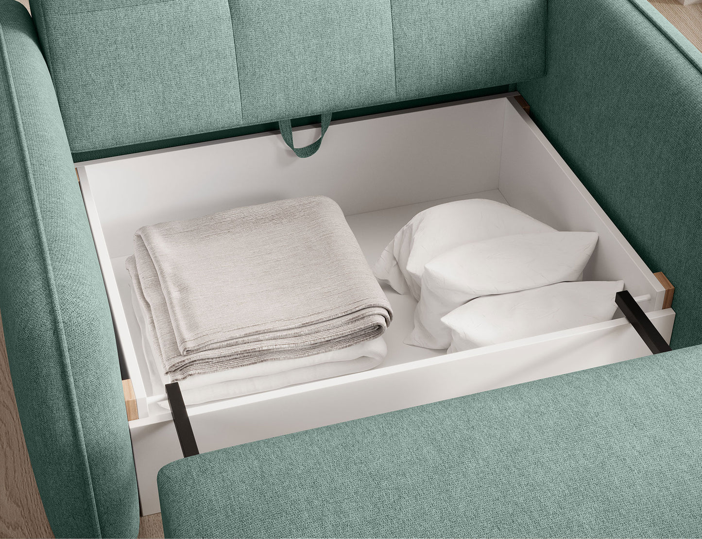 Laine Condo Style 1 Seater Storage Sleeper Sofa - Jade Green