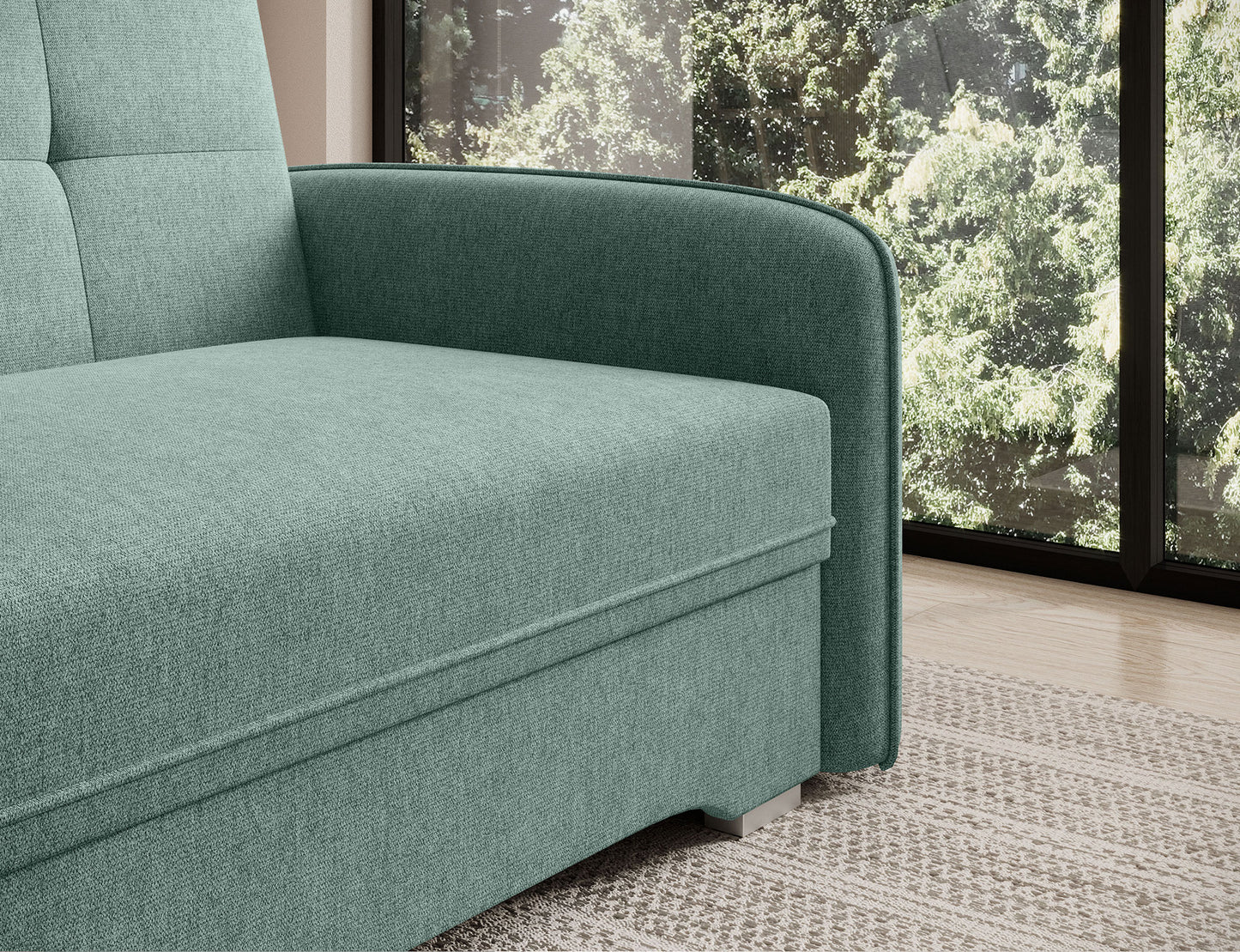 Laine Condo Style 1 Seater Storage Sleeper Sofa - Jade Green