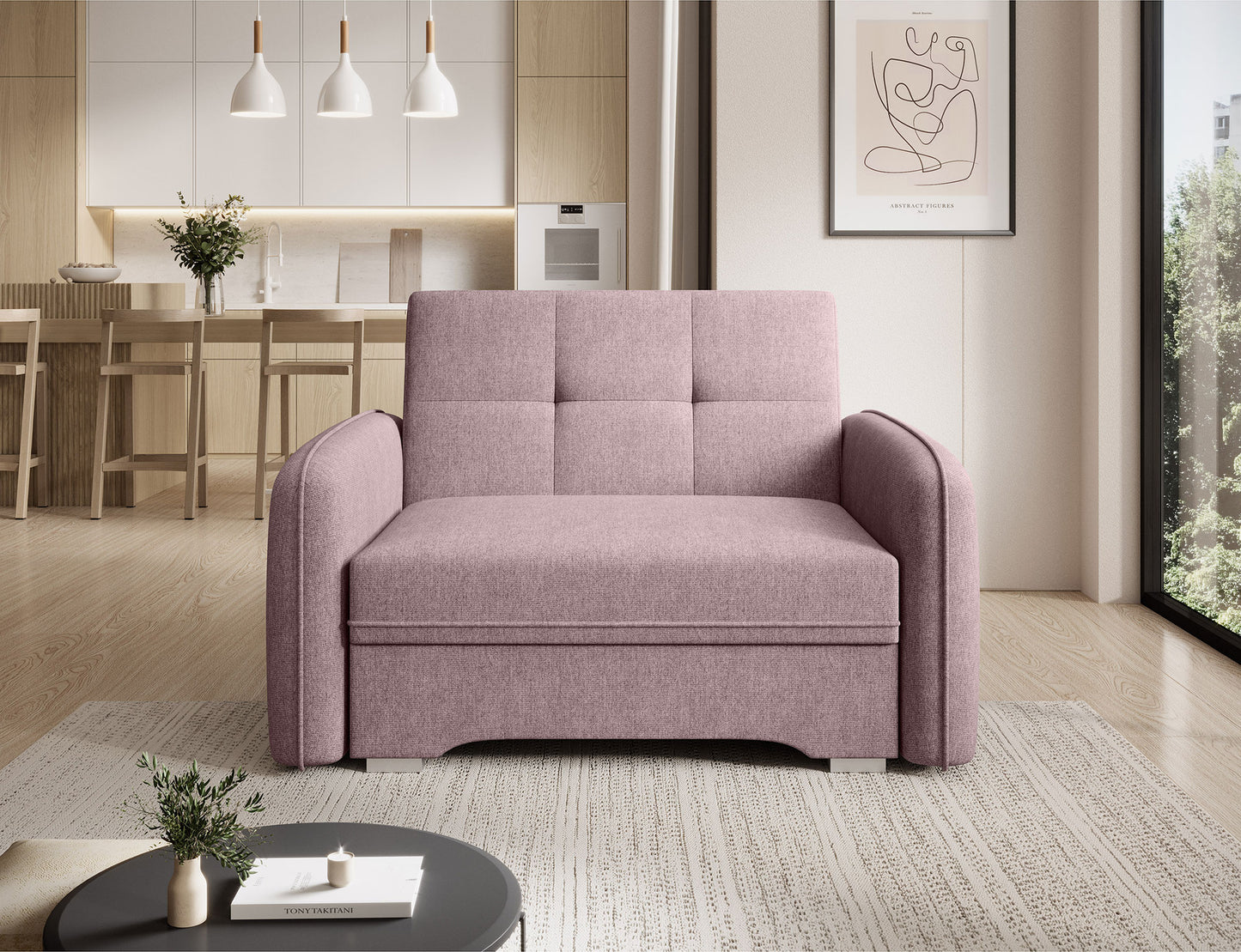 Laine Condo Style 1 Seater Storage Sleeper Sofa - Blush