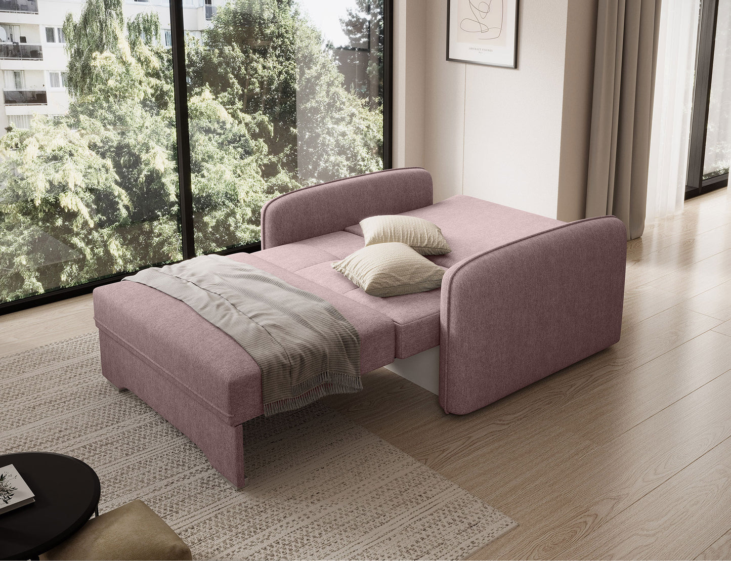 Laine Condo Style 1 Seater Storage Sleeper Sofa - Blush