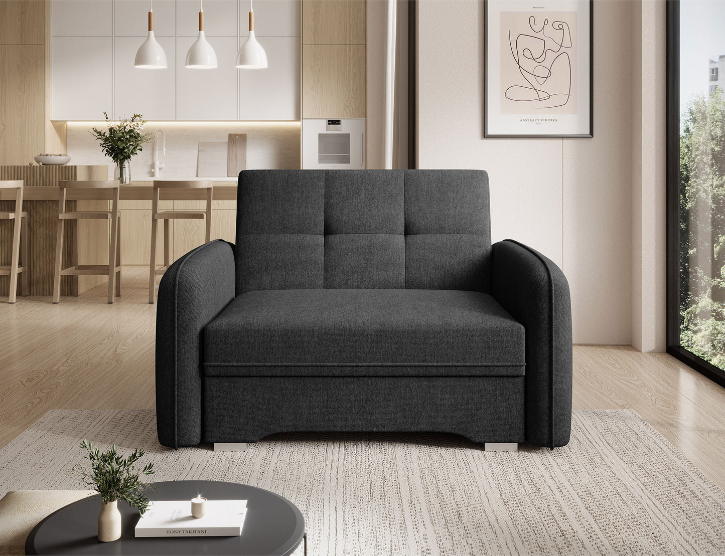 Laine Condo Style 1 Seater Storage Sleeper Sofa - Black