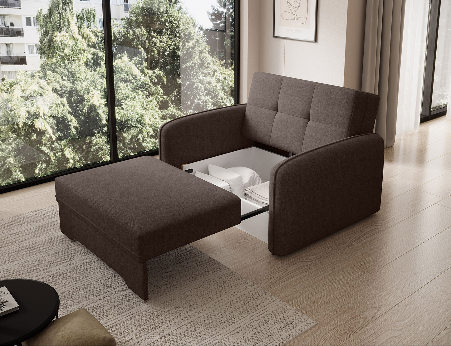 Laine Condo Style 1 Seater Storage Sleeper Sofa - Brown