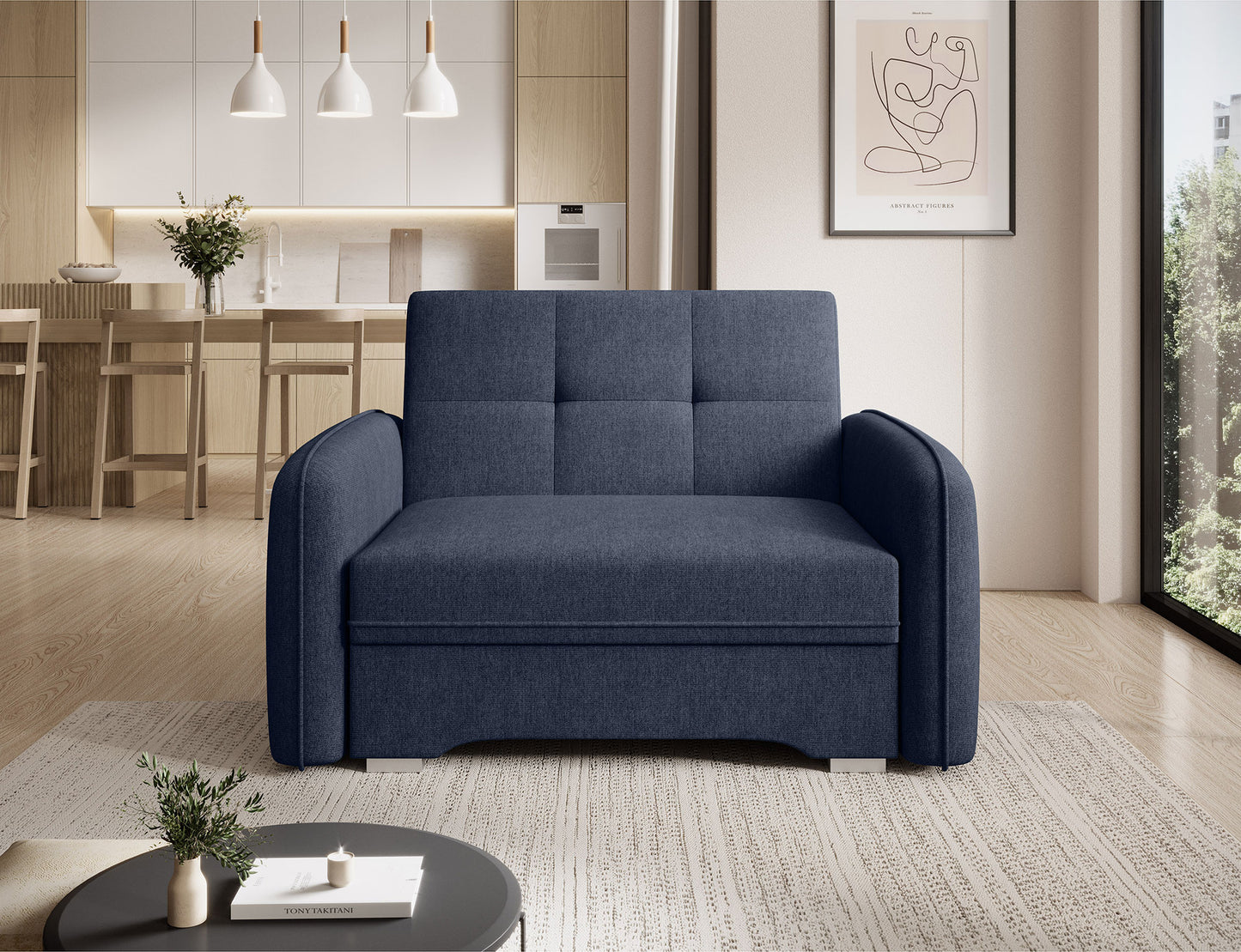 Laine Condo Style 1 Seater Storage Sleeper Sofa - Navy Blue