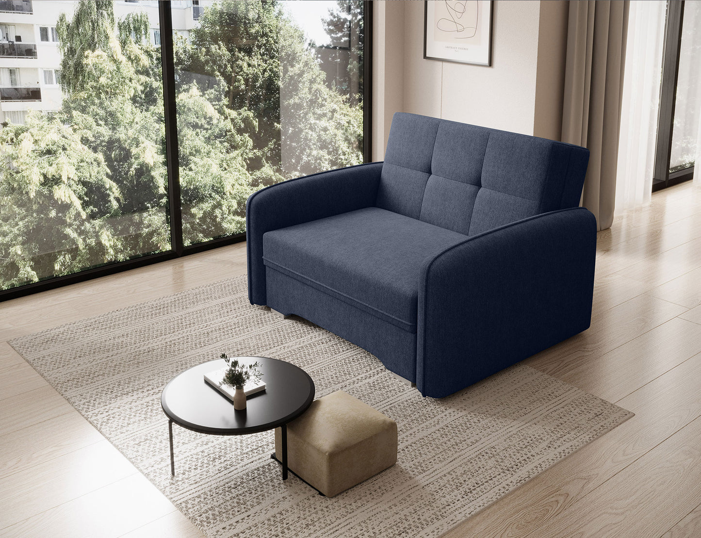 Laine Condo Style 1 Seater Storage Sleeper Sofa - Navy Blue