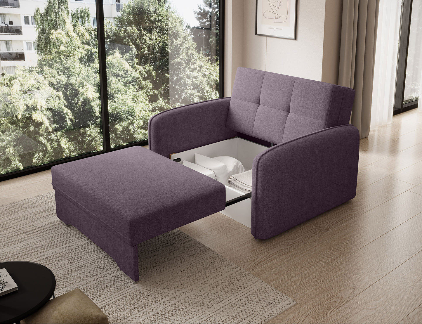 Laine Condo Style 1 Seater Storage Sleeper Sofa - Plum Purple