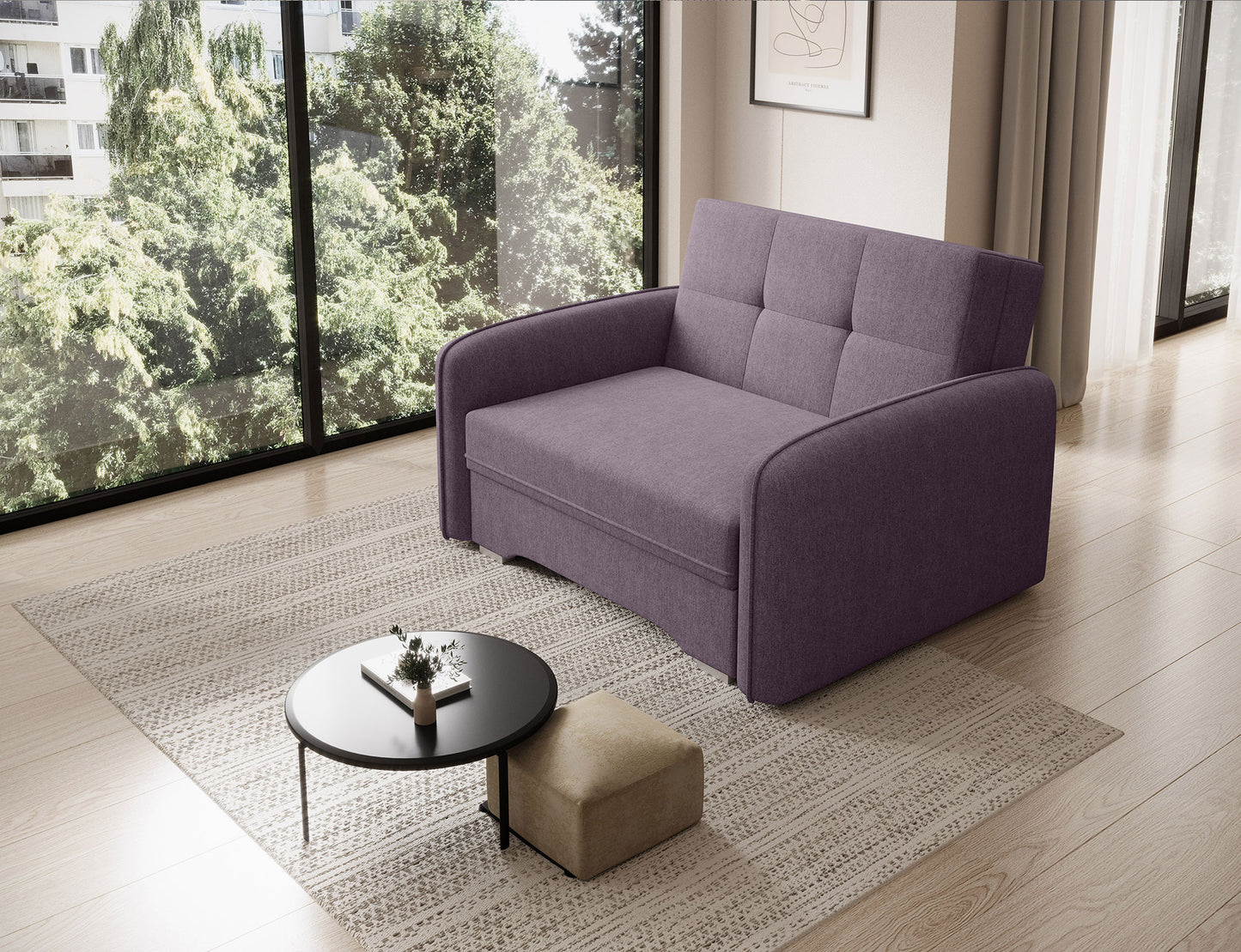 Laine Condo Style 1 Seater Storage Sleeper Sofa - Plum Purple