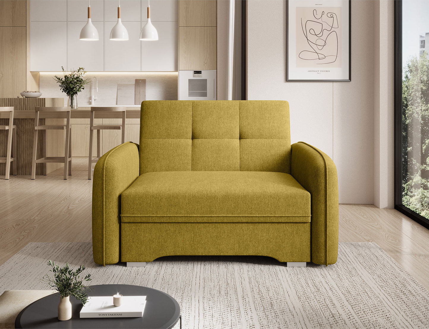 Laine Condo Style 1 Seater Storage Sleeper Sofa - Mustard