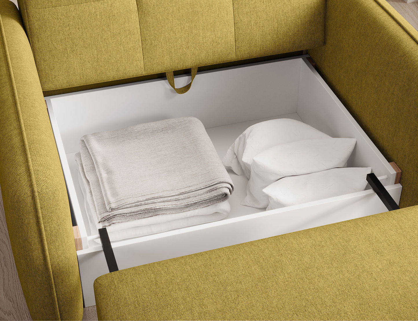 Laine Condo Style 1 Seater Storage Sleeper Sofa - Mustard