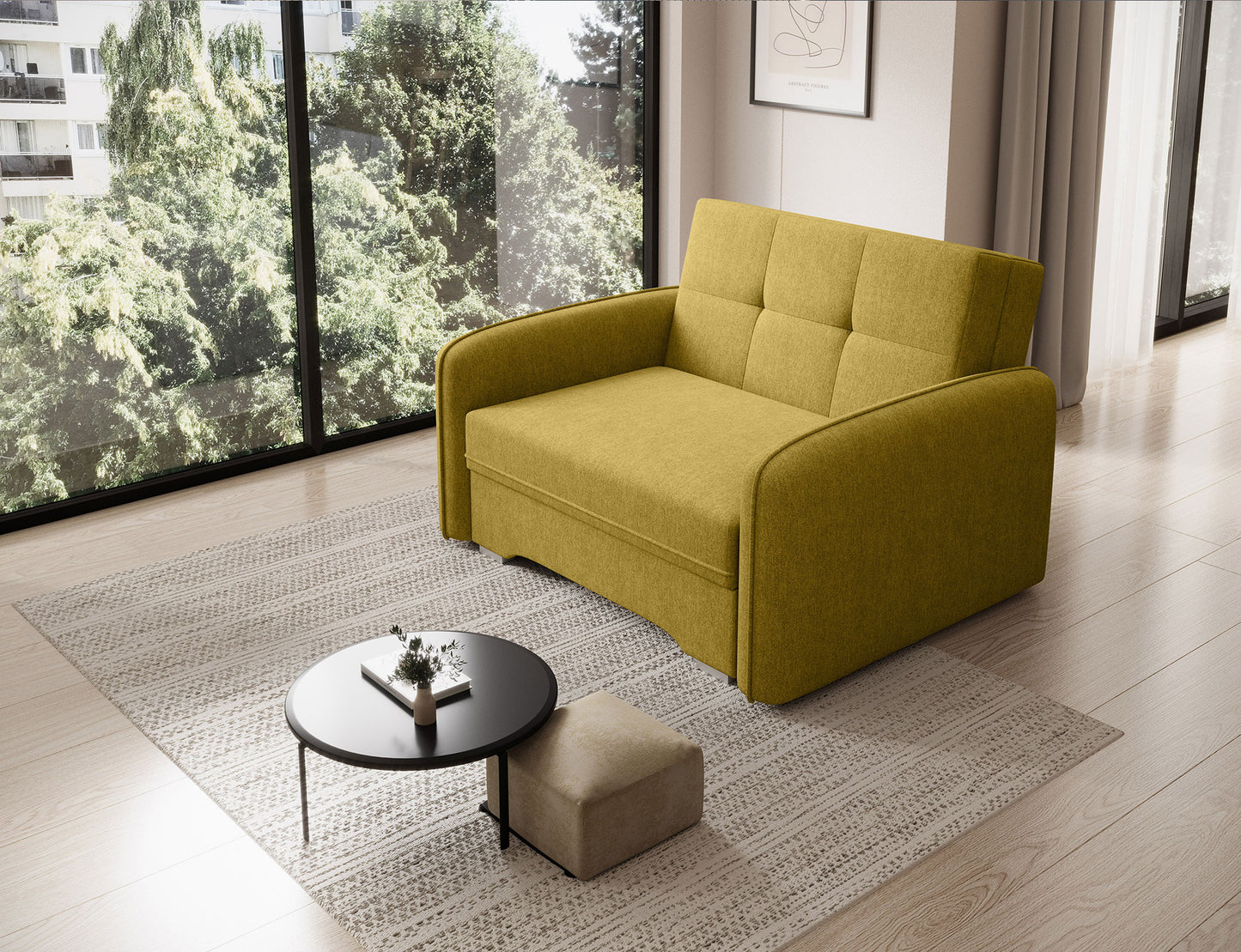 Laine Condo Style 1 Seater Storage Sleeper Sofa - Mustard