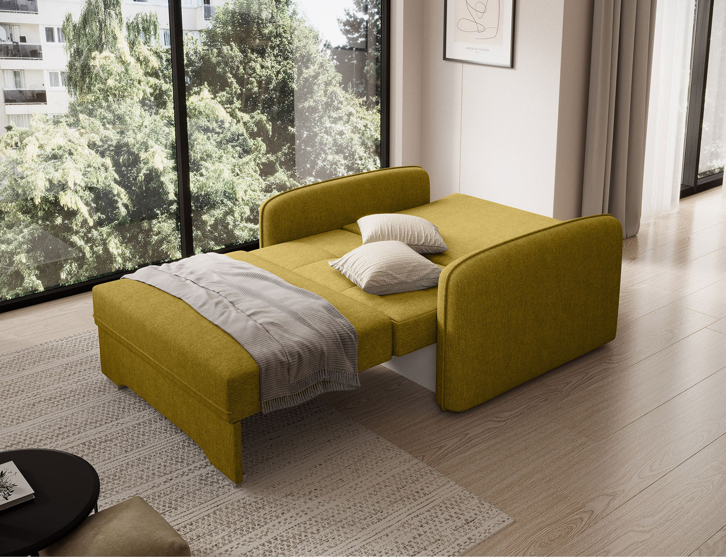 Laine Condo Style 1 Seater Storage Sleeper Sofa - Mustard