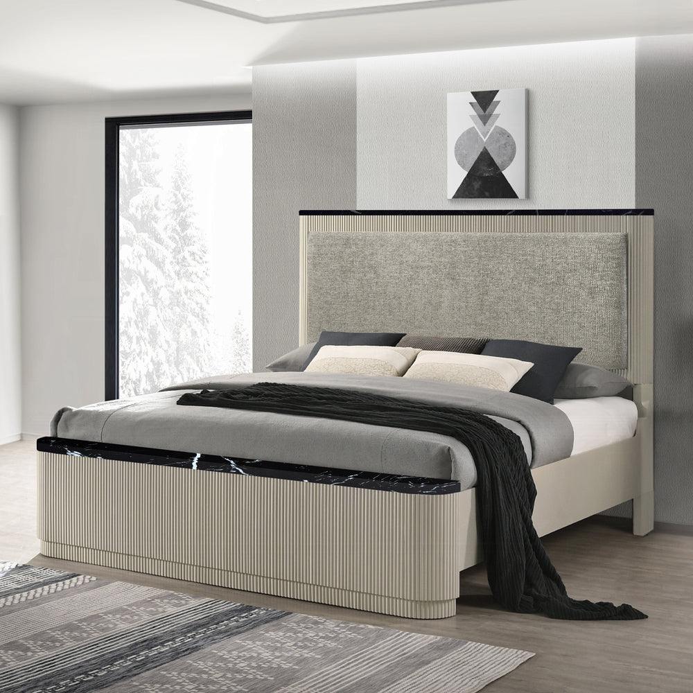 Rhone Luxury Chanel Detail Bed - Greyish Beige