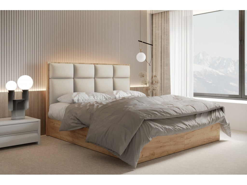 Selva Upholstered Lift Storage Platform Bed - Cream