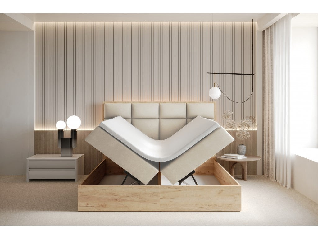 Selva Upholstered Lift Storage Platform Bed - Cream