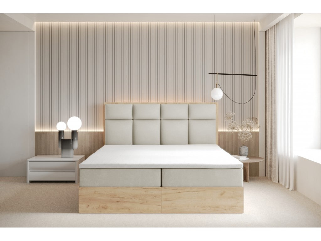 Selva Upholstered Lift Storage Platform Bed - Cream