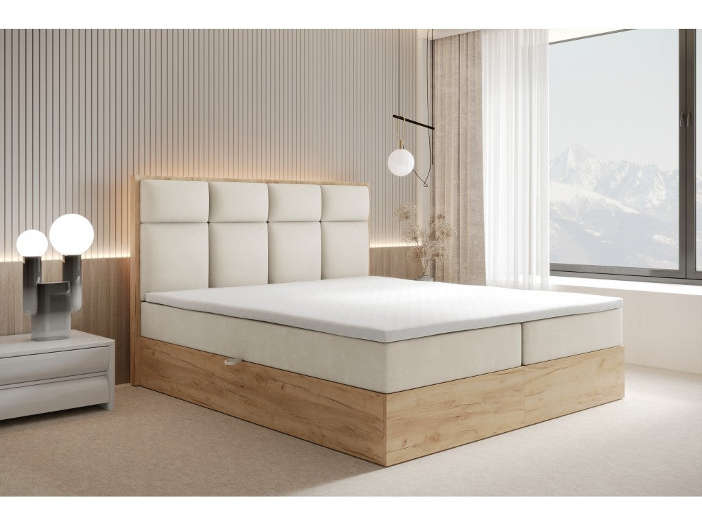 Selva Upholstered Lift Storage Platform Bed - Cream