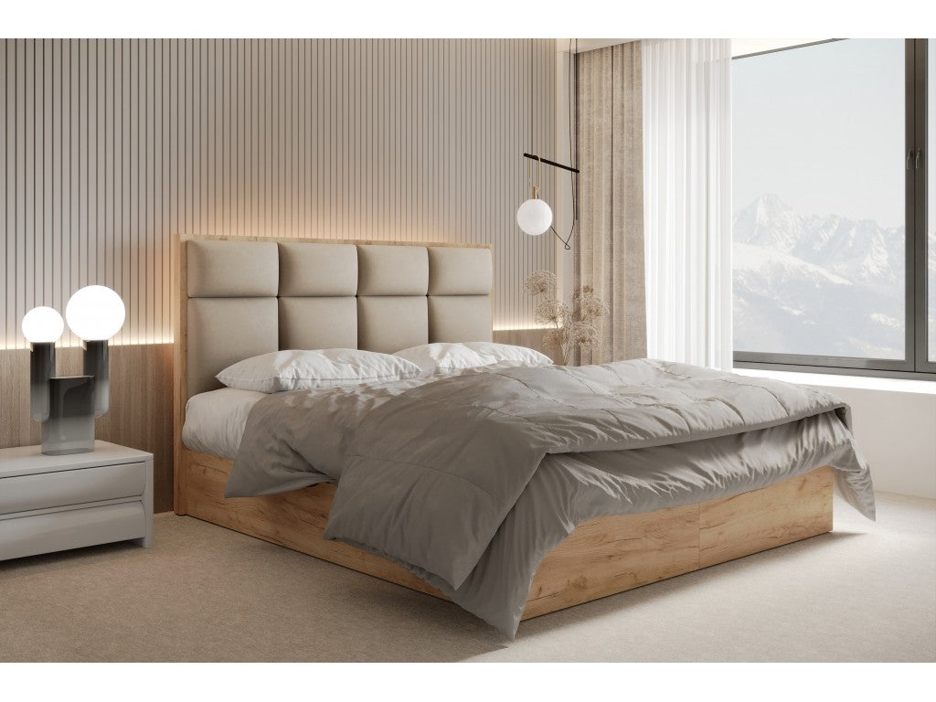 Selva Upholstered Lift Storage Platform Bed - Beige