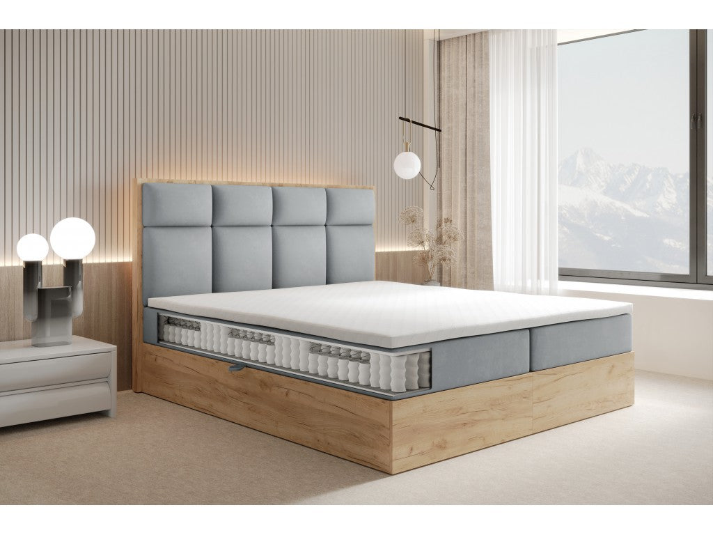 Selva Upholstered Lift Storage Platform Bed - Grey